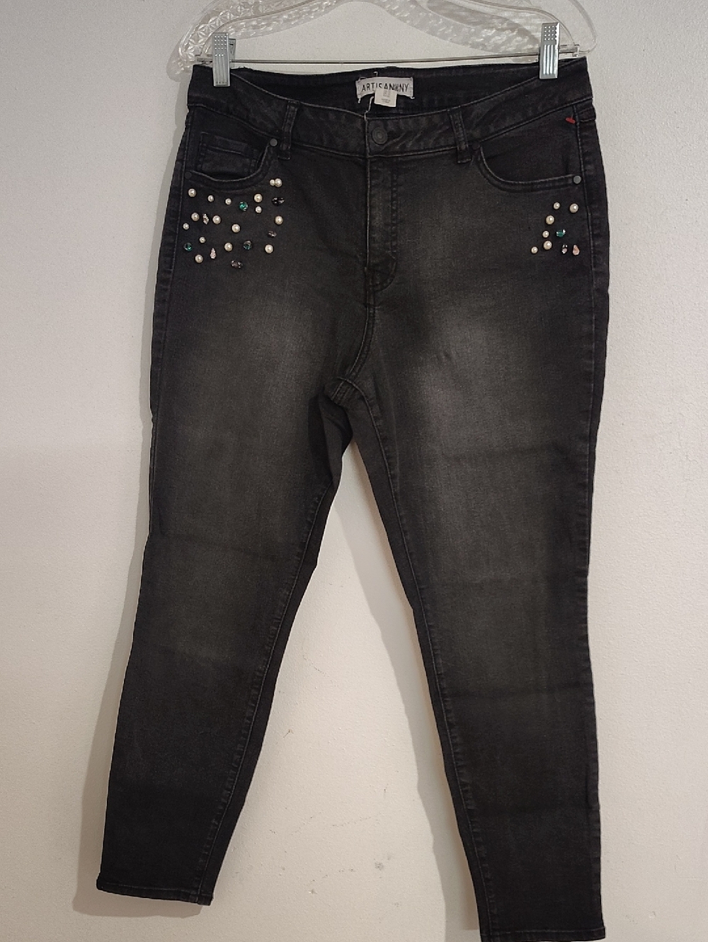 Women's Black Studded Skinny Ankle Jeans